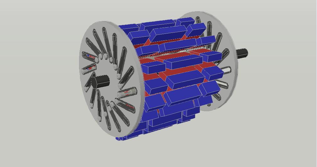 three-dimensional image of the motor rotor in encirclement by stationary magnets