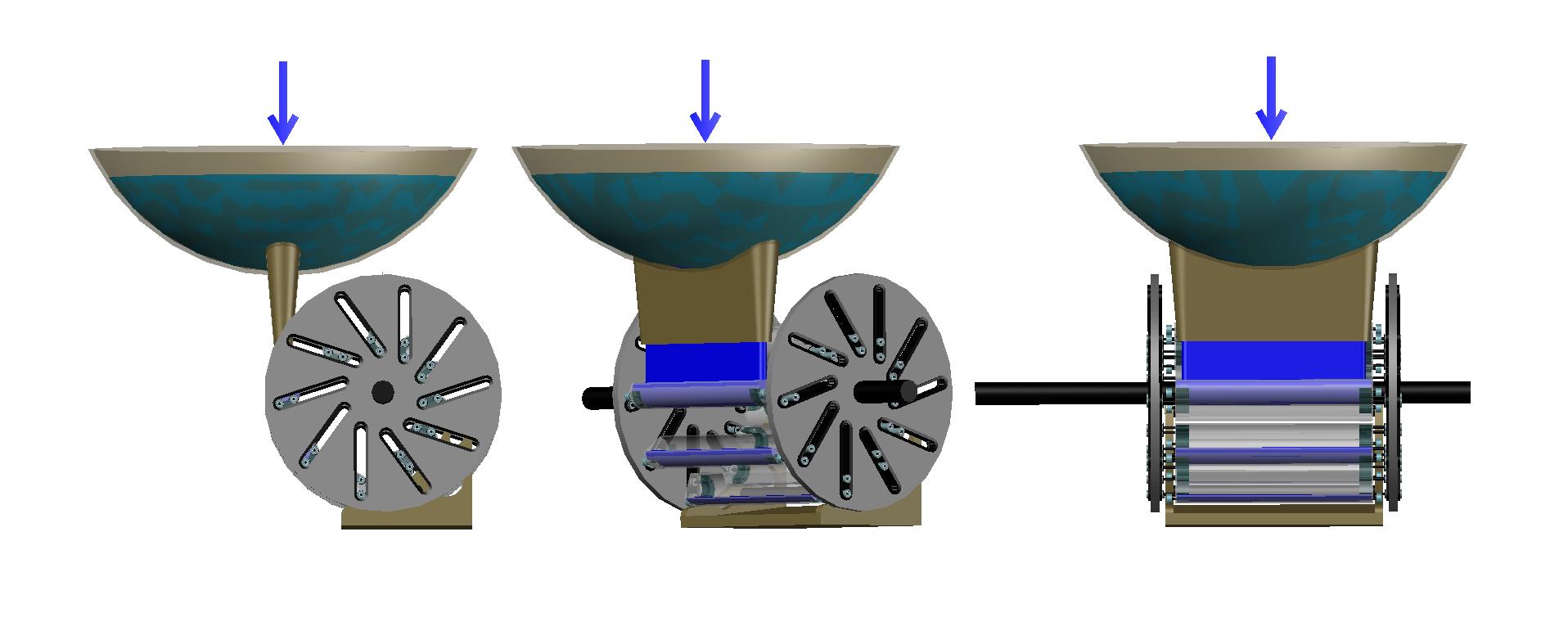 The appearance of embodiment of the turbine rotor equipped by hollow movable blades, that is shown in three foreshortenings.