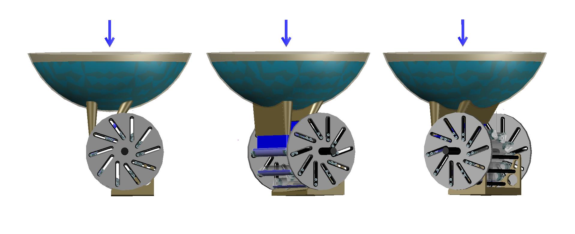 The appearance of this variant of design motor rotor, shown in three foreshortenings.